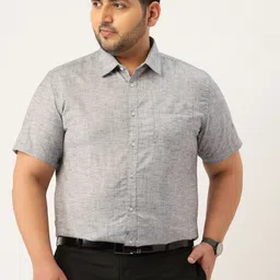IVOC Plus Men  Grey Melange Solid Formal Shirt-image-63