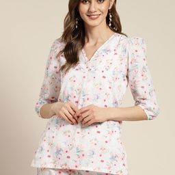 Shae by SASSAFRAS White & Red Floral Printed Top-picture-52