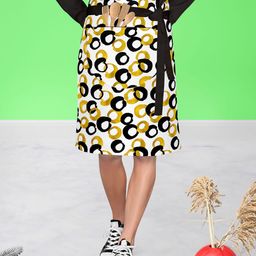 ArtzFolio White & Yellow Printed Cotton Waist Apron-image-92