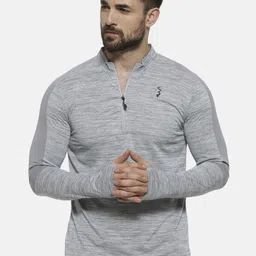Campus Sutra Men Grey Solid Mandarin Collar T-shirt-image-35