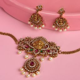 SHARLEEZ Gold-Plated AD Studded Jewellery Set-image-38