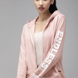 Roadster Women Pink Solid Hooded Sweatshirt-image-37