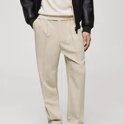 MANGO MAN Regular Fit Pleated Formal Trousers-image-74