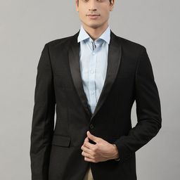 HARSAM Men Black Self-Design Single-Breasted Formal Blazer-picture-21