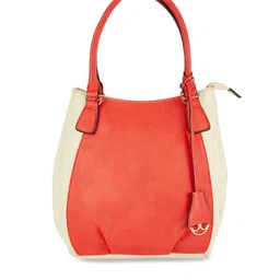 Sugarush Off-White & White Colourblocked Handheld Bag-image-62