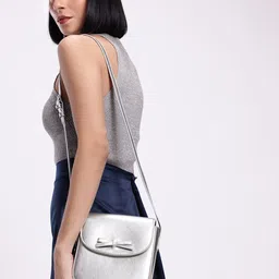 DressBerry Textured Structured Sling Bag with Bow Detail-15