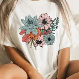 Outzidr Women Floral Print Extended Sleeves Tshirt-image-32