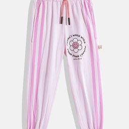 Happy Faces Girls Striped Pure Cotton Joggers-image-76