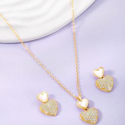 Peora Gold-Plated CZ-Studded Jewellery Set-image-50