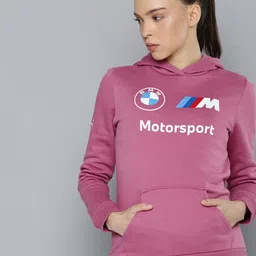 PUMA Motorsport Women Brand Logo Printed BMW M Motorsport Hooded Regular Fit Sweatshirt-image-74