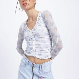 glitchez Ruched Printed Fitted Top-image-42
