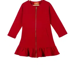 Olele Girls Red Solid Tailored Jacket-image-9