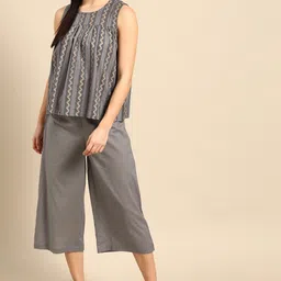 Anouk Women Grey & Black Printed Pure Cotton Top with Palazzos-image-64