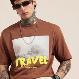 HERE&NOW Relaxed Fit Graphic Printed Pure Cotton T-shirt-image-51