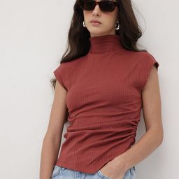 The Roadster Life Co. High Neck Extended Sleeves Ruched & Ribbed Fitted Top-picture-55