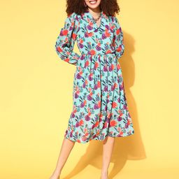 plusS Women Blue Floral Volume Play Dress-picture-26