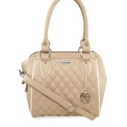 FLYING BERRY Beige Solid Handheld Bag-5