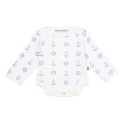 Nino Bambino Infants White & Blue Printed organic Cotton Bodysuit-image-23