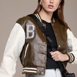 FCUK Patchwork Detailed Stand Collar Varsity Jacket-image-35