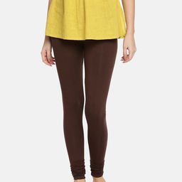 TWIN BIRDS Women Brown Solid Churidar-Length Leggings-image-92
