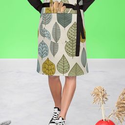 ArtzFolio Beige & Green Printed Waist to Knee Apron-picture-41