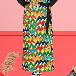 ArtzFolio Yellow & Green Printed Cotton Waist Apron-5