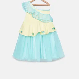 Tutus By Tutu Girls Yellow & Blue Colourblocked A-Line Dress-image-17