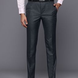 Raymond Men Checked Slim Fit Formal Trousers-image-34