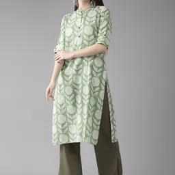 Cayman Women Ethnic Motifs Printed Kantha Work Straight Kurta-picture-10