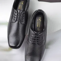 Action Men Black Solid Leather Formal Derbys-image-20