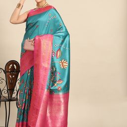 Silk Land Kalamkari Zari Art Silk Banarasi Saree-image-58