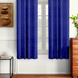 Cortina Blue Set of 2 Floral Window Curtain-11