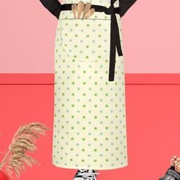 ArtzFolio Yellow & Green Printed Cotton Waist Apron-6