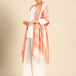 Shaily White & Orange Printed Dupatta-15