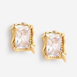 DressBerry Gold-Plated Cubic Zirconia Square Studs Earrings-image-101