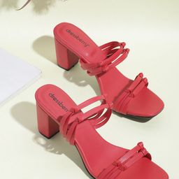 DressBerry Women Red Knot Detail Block Heels-38