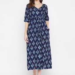 Color Cocktail Women Navy Blue Printed A-Line Dress-image-40