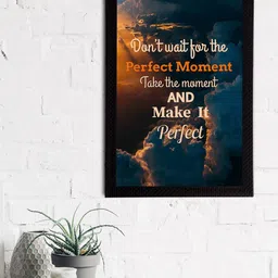 eCraftIndia Blue & Orange Quote Printed Satin Matt Texture Framed UV Wall Art-image-27