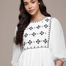 The Roadster Lifestyle Co. Embroidered A-Line Top-image-68