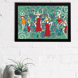 eCraftIndia Maroon & Green Tribal Theme Satin Matt Textured UV Wall Painting-image-63