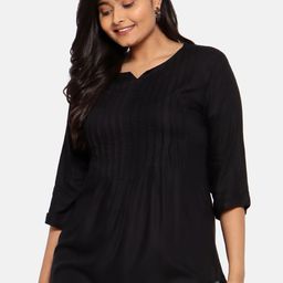 The Pink Moon Women Black Solid Pleated Top-image-63
