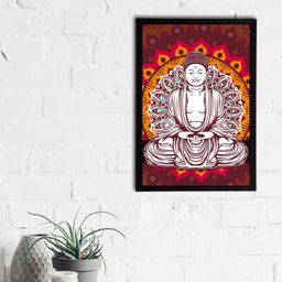 eCraftIndia Maroon & White Meditating Lord Buddha Satin Matt Texture Framed UV Art Painting-image-70