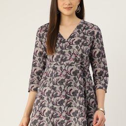 FERANOID Floral Printed Pure Cotton Angrakha Kurti-picture-43