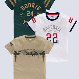 BAESD Boys Pack Of 3 Printed Pure Cotton T-shirts-image-67