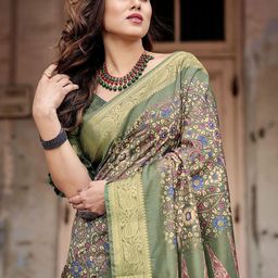 DIVASTRI Kalamkari Zari Silk Blend Paithani Saree-picture-16