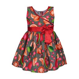 Wish Karo Girls Grey & Red Fruits Printed Wrap Dress-image-88
