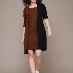Roadster Women Bodycon Dress with Coat-image-49