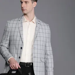 Louis Philippe Checked Single-Breasted Slim Fit Formal Blazer-image-13