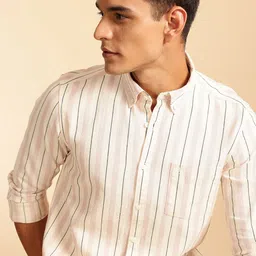 French Connection Pure Cotton Button-Down Collar Striped Knitted Casual Shirt-image-34