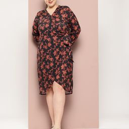 Sztori Plus Size Floral Print Waist Tie-Up Wrap Dress-image-32